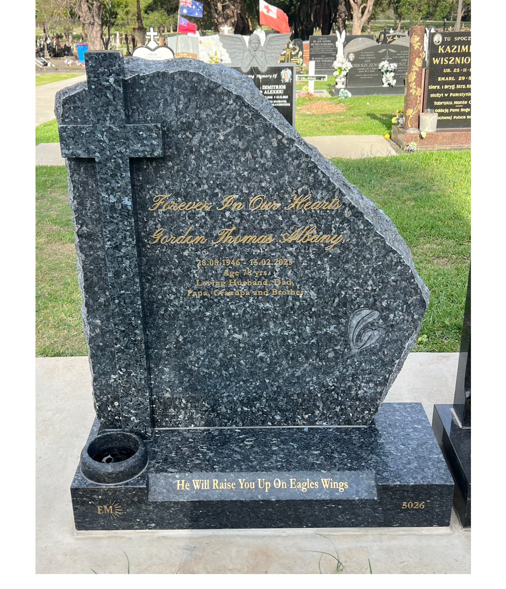 Bespoke Headstone - Blue Pearl Granite