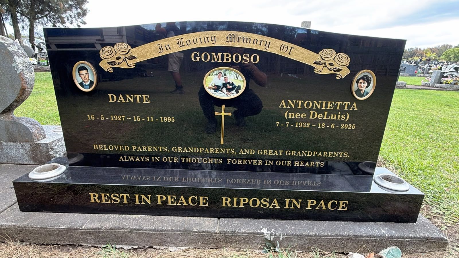 Double Black Granite Headstone Lakeside Memorial Park