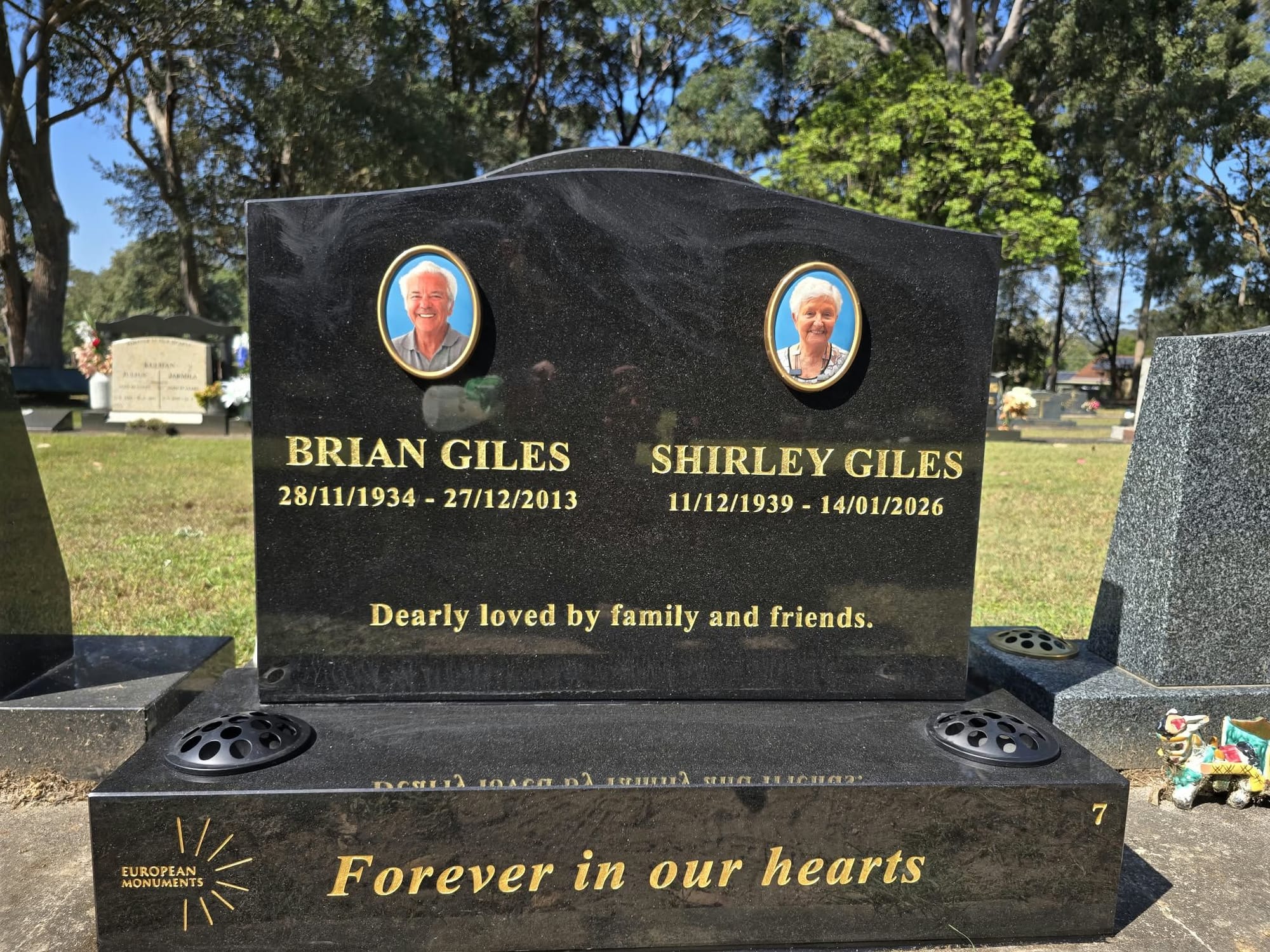 Premium Black Granite Double Headstone – Central Coast NSW