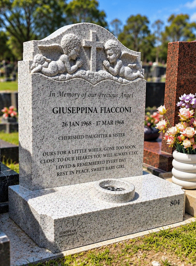 White Granite Angel Memorial | Rookwood Catholic Cemetery, Sydney