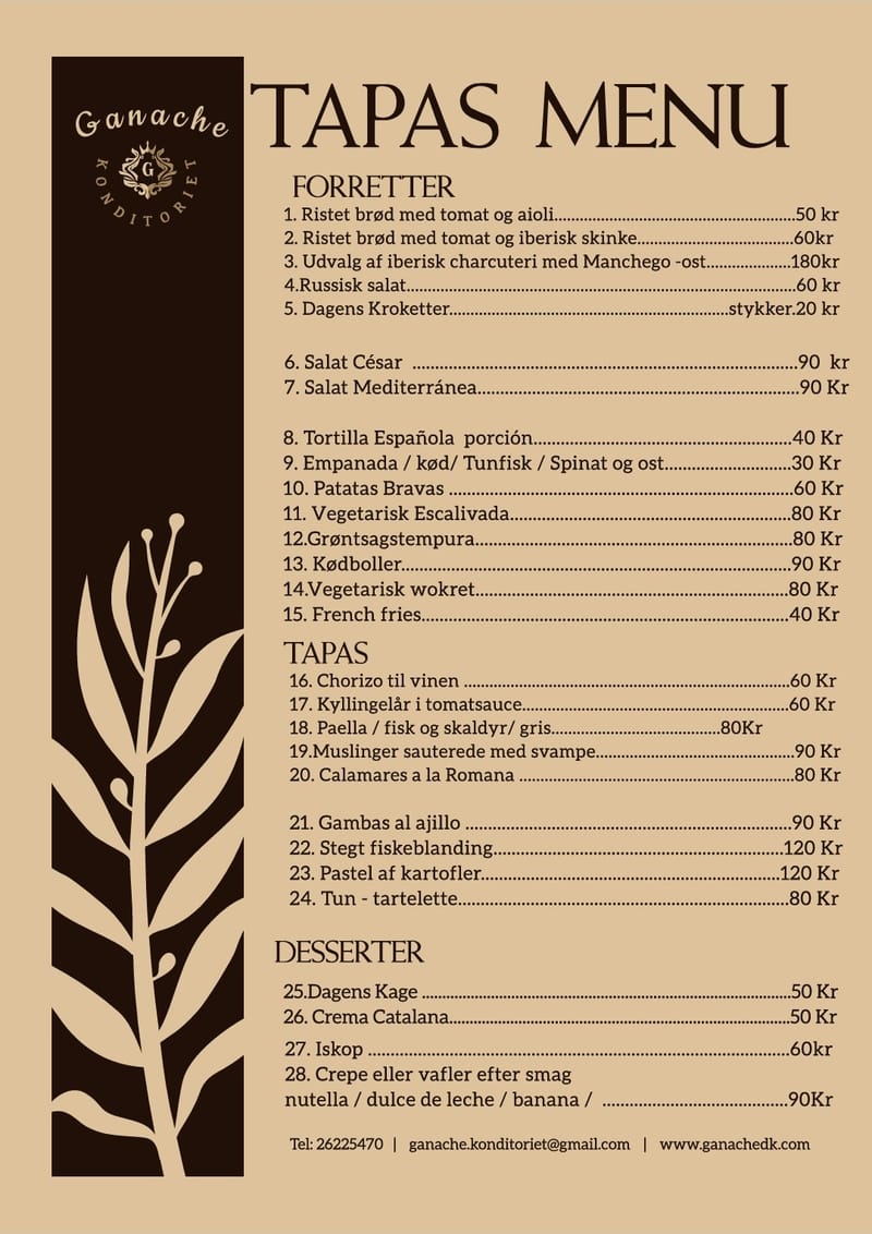Tapas Menu