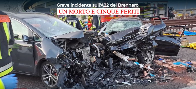 Contromano sull'Autobrennero A22, un morto due adulti feriti e tre bambini