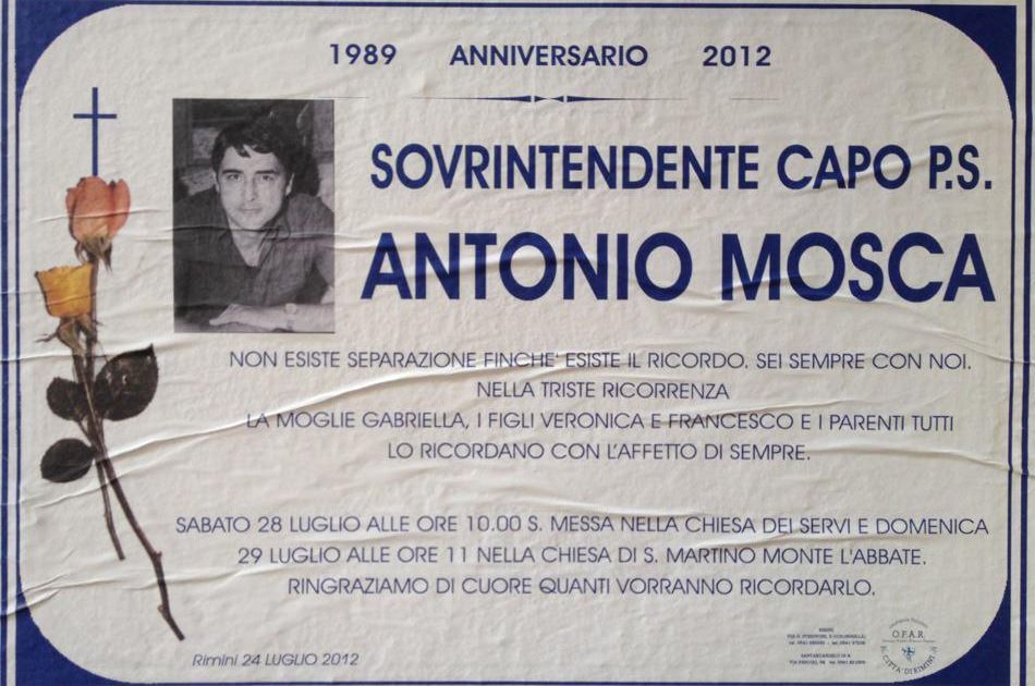3 Ottobre 1987-Prima vittima Il sovrintendente di polizia Antonio Mosca