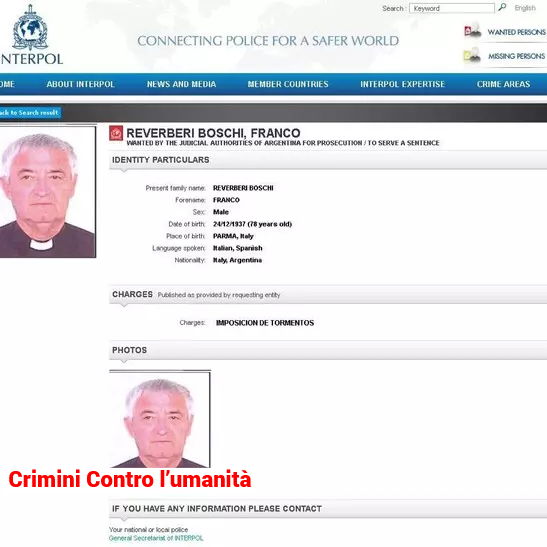 Don Franco Reverberi, sarà processato in contumacia in Argentina per crimini contro l’umanità
