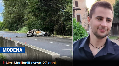 Modena, tragedia sulla Nuova Estense: morto anche il 27enne Alex Martinelli, dopo tre giorni di agonia