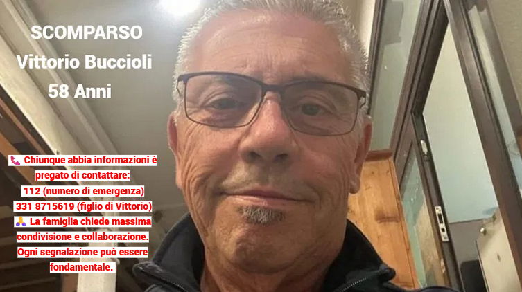 IDENTIKIT di Vittorio Buccioli scomparso dal 21 Luglio da Casal Borsetti Ravenna