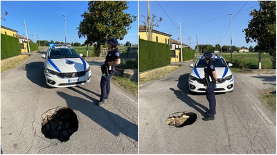 Si apre voragine 1,5 metri per strada nel Ferrarese: Allarme cittadina.