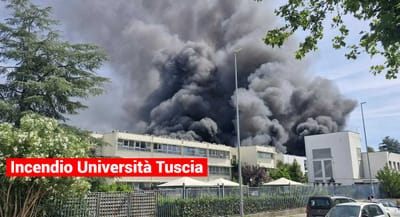 Incendio all'Università della Tuscia, crolla il secondo piano