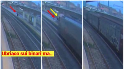 Ubriaco sui binari, poliziotto lo salva un pelo prima del passaggio del treno