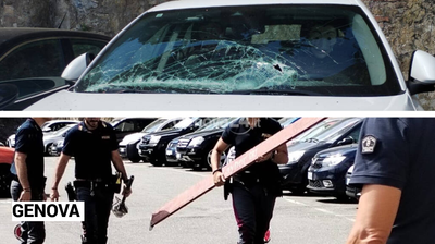 Genova, paura sotto il viadotto Bisagno: tavola cade dal cantiere e colpisce auto in sosta