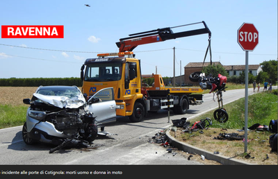 Cotignola, una coppia di motociclisti muore nello scontro con un’auto