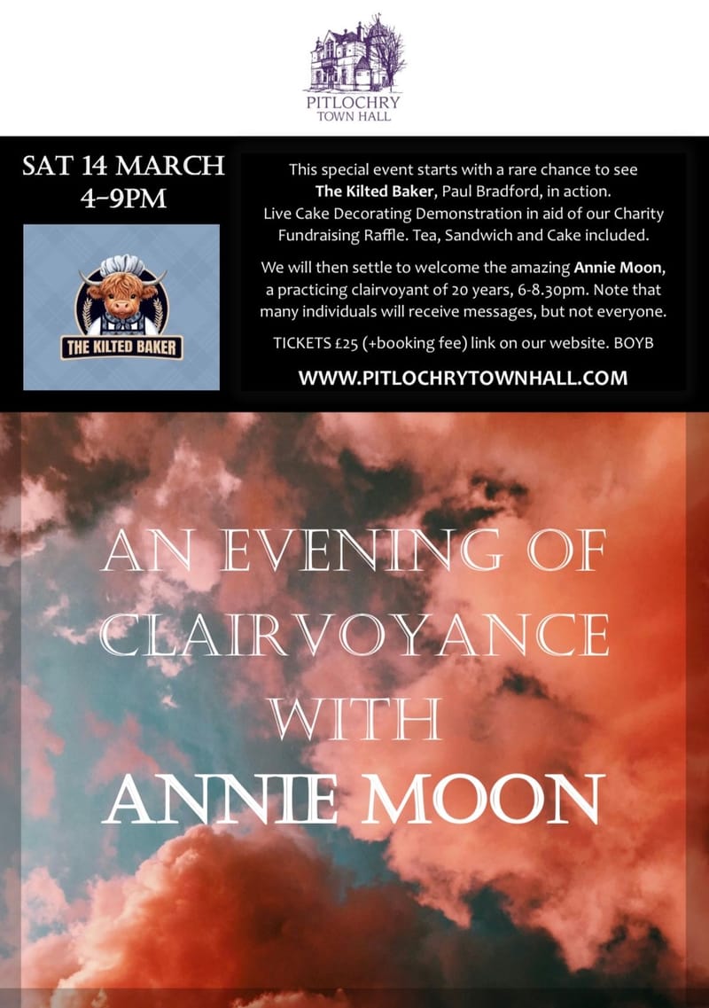 *NEARLY SOLD OUT* AN EVENING OF CLAIRVOYANCE WITH ANNIE MOON, INCL. THE KILTED BAKER CHARITY APPEARANCE