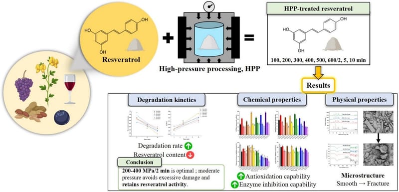 Impact of high-pressure processing on the degradation kinetics and bioactivity of resveratrol