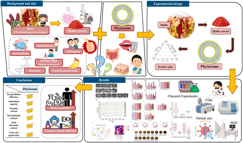 Characterization and biological activity of djulis (Chenopodium formosanum) phytosomes and in vivo cosmeceutical applications