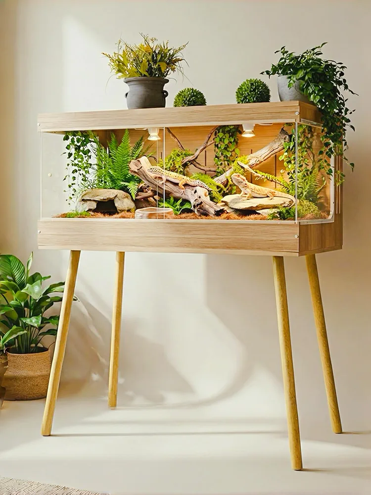 PVC Reptile Terrarium Tanks Enclosures. PVC Reptile Lounge Habitat with Leg Stand,Front Opening