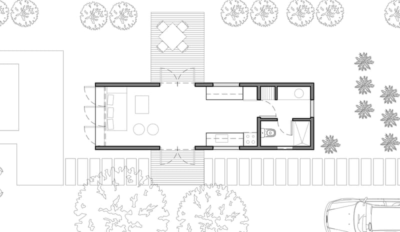 Tipología 30m2 cubiertos más deck