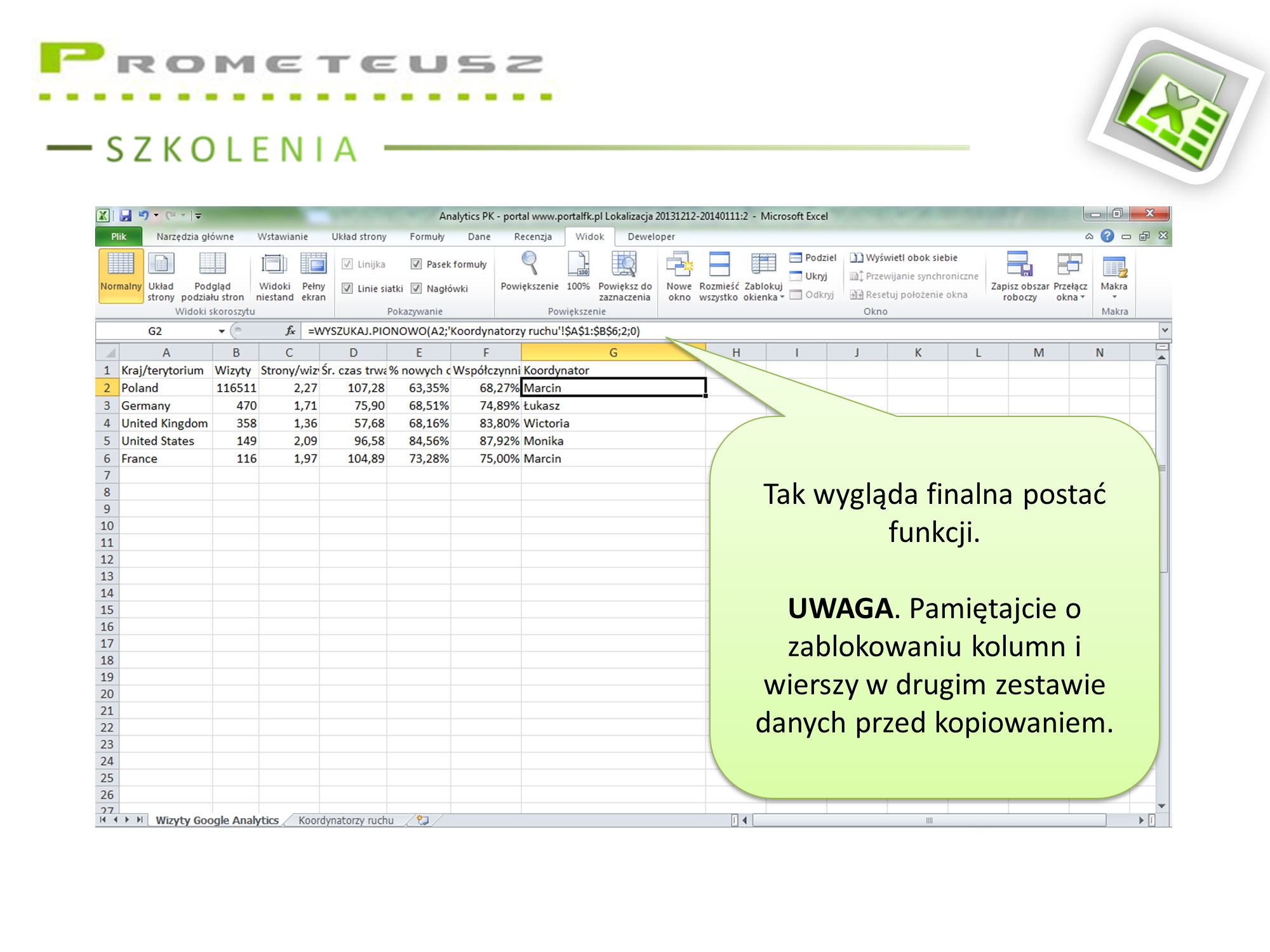 Funkcja wyszukaj.pionowo w praktyce