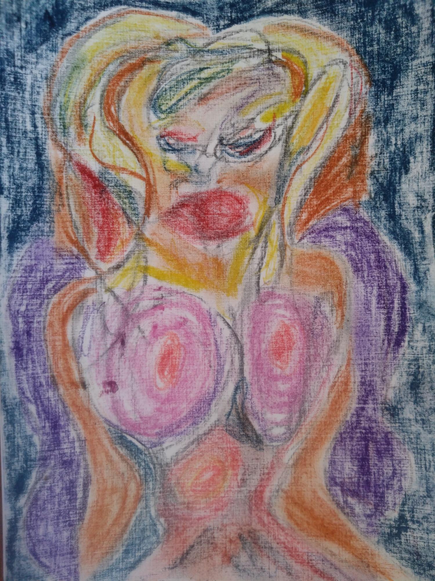 "Miss B - Queen of fillers", tegning pastell a4