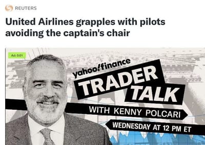 Fw: United Airlines grapples with pilots avoiding the captain's chair