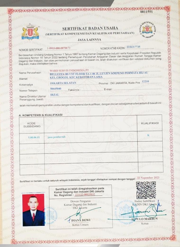 Certificate of Business