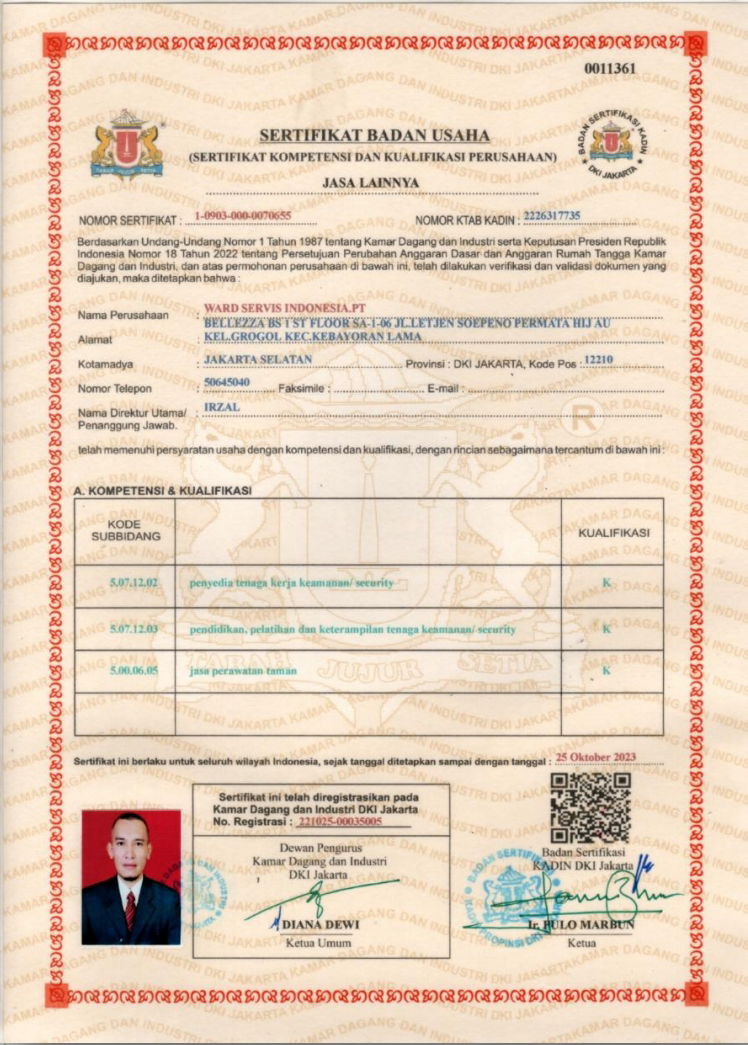 Certificate of Business