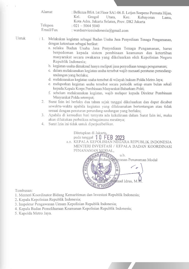 Permit from Police for Security