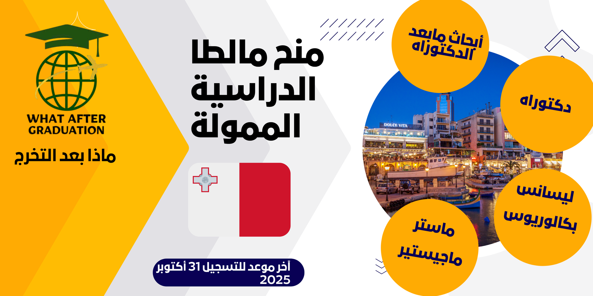 منح جامعة مالطا 2025–2026 | ماجستير بحثي ودكتوراه