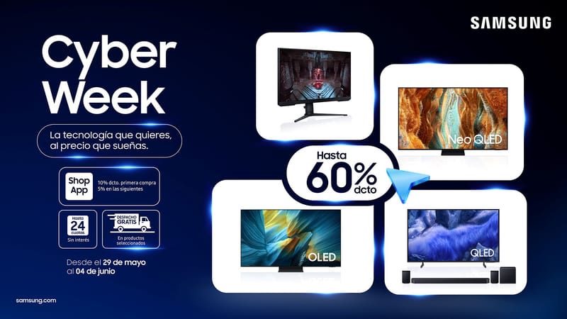 Ya empezó Cyber Week de Samsung: ¡hasta un 60% de descuento en Samsung.com!