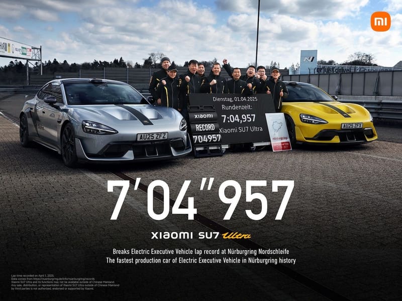 Xiaomi SU7 Ultra rompe el récord de vuelta en Nürburgring Nordschleife con un impresionante tiempo