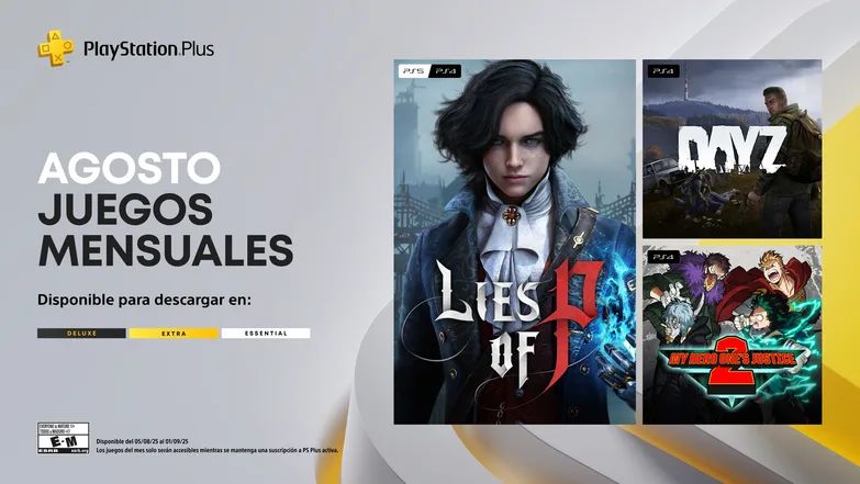 Lies of P, Day Z, My Hero One’s Justice 2 son los juegos que llegarán gratis a PlayStation Plus en agosto