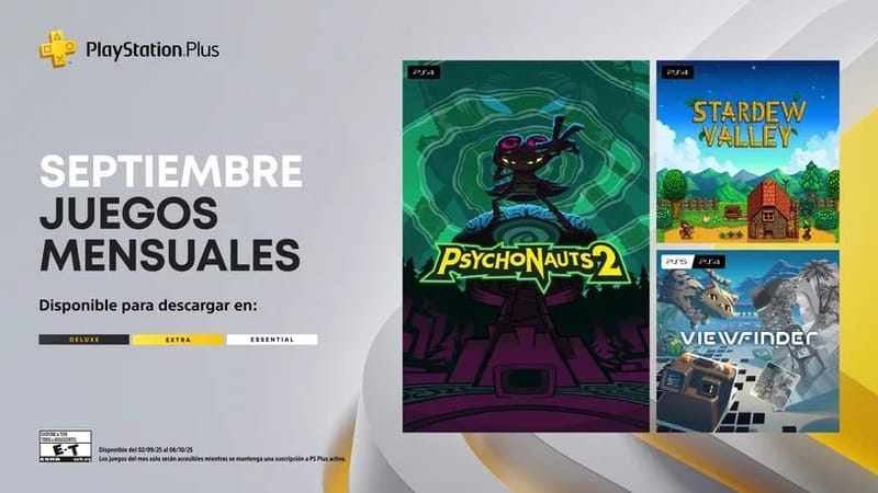 Psychonauts 2, Stardew Valley y Viewfinder serán los juegos gratis que llegará a PlayStation Plus en septiembre