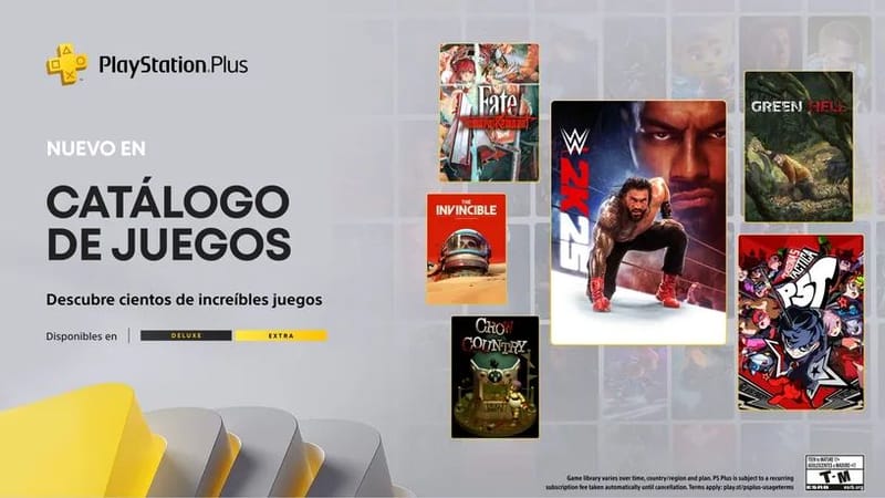 WWE 2K25, Persona 5 Tactica, Green Hell y más juegos se suman al catálogo de PlayStation Plus durante septiembre