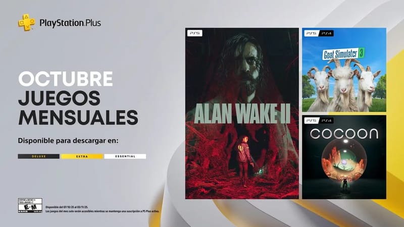 Alan Wake 2, Goat Simulator 3 y Cocoon gratis desde hoy en PlayStation Plus