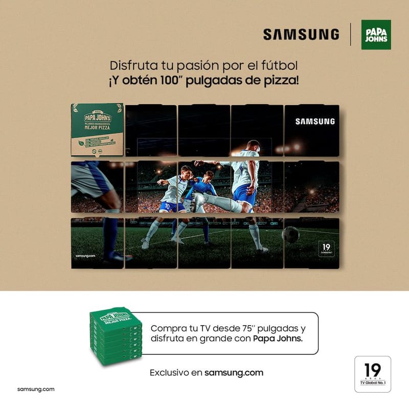 Más pulgadas, más sabor: Samsung y Papa John’s presentan una promoción única para disfrutar en grande