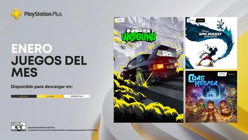 Hoy llegan nuevos juegos gratis al catálogo de PlayStation Plus: Need For Speed Unbound, Disney Epic Mickey: Rebrushed y Core Keeper