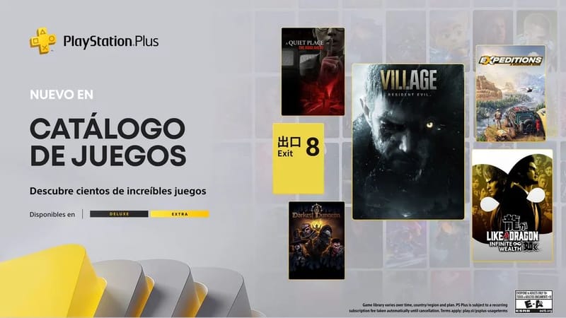 Resident Evil Village y The Exit 8 encabezan los títulos que llegarán al Catálogo de Juegos de PlayStation Plus