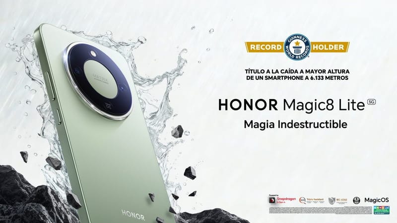 HONOR Magic8 Lite “rompe” un Récord Guiness por la caída más alta de un smartphone