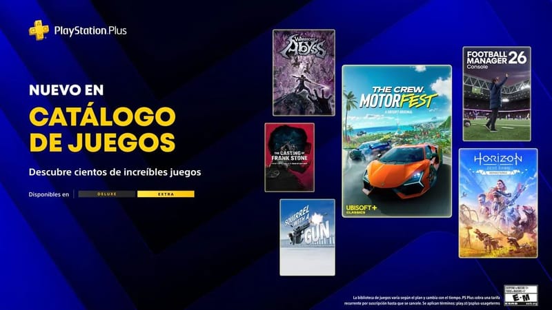 The Crew Motorfest y Horizon Zero Dawn Remastered lideran los juegos que llegan a PlayStation Plus Extra y Deluxe en abril
