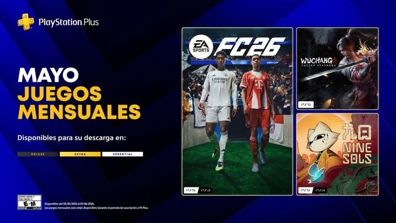 EA Sports FC 26, Wuchang: Fallen Feathers y Nine Sols son los juegos que llegarán gratis a PlayStation Plus en mayo