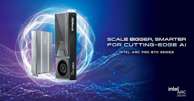 ASRock presenta las placas de video Intel Arc Pro B70 para estaciones de trabajo profesionales