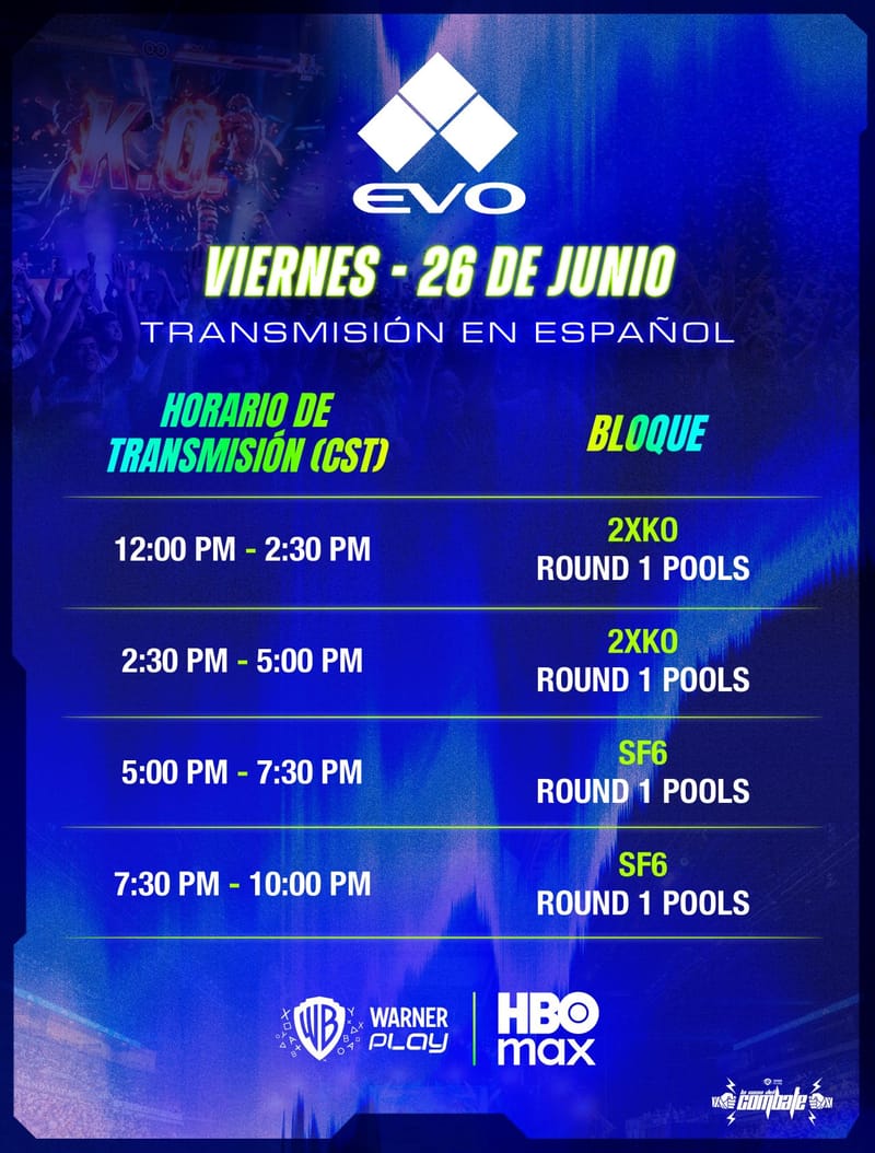 Sigue las finales de Evo Las Vegas 2026 en vivo por HBO Max y Warner Play Latino