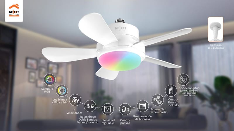 Nexxt Home presenta en Chile su Ventilador de Techo Wi-Fi con lámpara integrada
