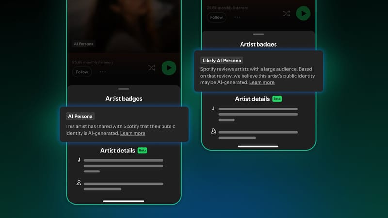 Spotify presenta una nueva etiqueta para identificar las identidades de artistas generadas por IA