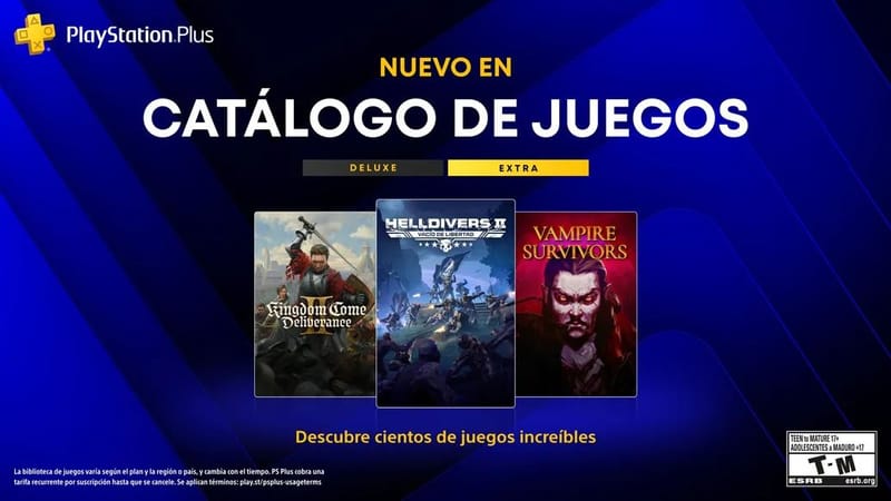Helldivers 2, Kingdom Come: Deliverance 2 y Vampire Survivors llegarán gratis a PlayStation Plus en agosto