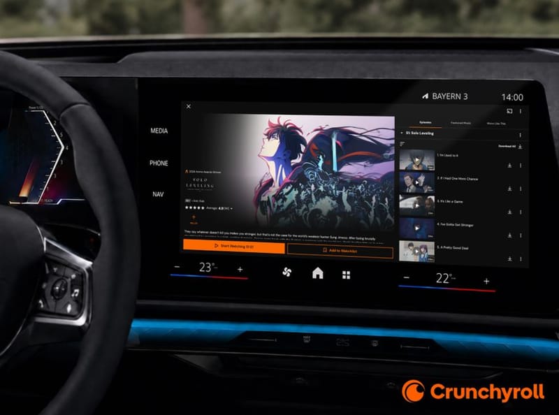 El anime sale a la carretera: Crunchyroll amplía el acceso a su contenido en nuevos vehículos de marcas globales
