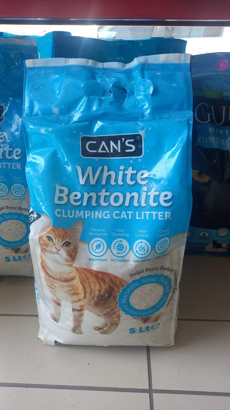 CANS WHITE BENTONİTE MARSİLYA SABUNLU KEDİ KUMU 5 LT