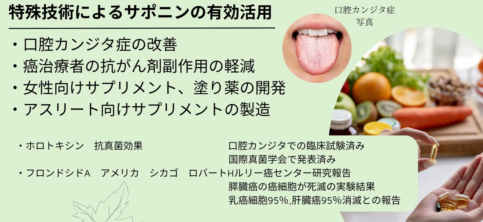 特殊技術によるサポニンの有効活用