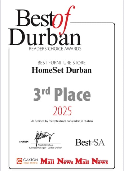 Third and Thrilled! We are one of Durban's Best.