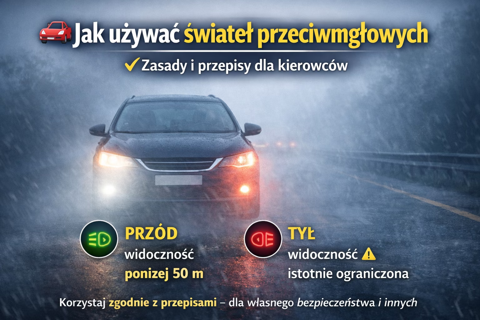 Jak używać świateł przeciwmgłowych – zasady i przepisy dla kierowców