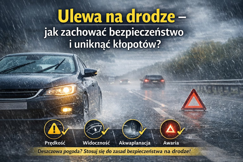 Ulewa na drodze – jak zachować bezpieczeństwo i uniknąć kłopotów?